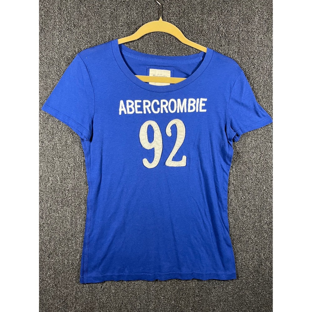 Abercrombie & Fitch Womens Blue Short Sleeve Logo Graphic T-Shirt Size L